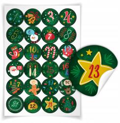 Allbag Adventi Naptár Allbag 24 Karácsonyi Öntapadós Matrica Dekoratív (NAKLEJKA096)