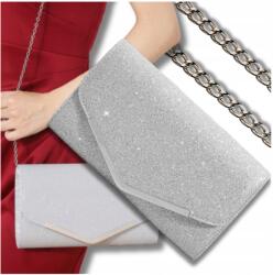 EdiBazzar Estélyi Ezüst Borítéktáska Alkalmi, Csillogó Esküvőre Lenyűgöző (Błyszcząca Wizytowa Torebka)