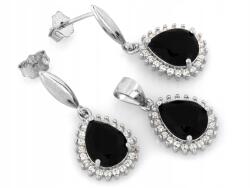 Lovrin 925-ös ezüst szett ónix köves fülbevalóval és medállal, 4, 56g, ajándéknak (61345969)