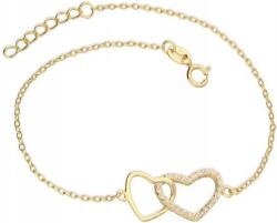 Lovrin Ezüstözött, aranyozott 925-ös ezüst karkötő szívvel és cirkónia kövekkel, modern divatos mintával (Lovrin 49254)