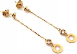 Lovrin Arany színű, hosszú fülbevaló 375-ös cirkónia kövekkel, karikákkal, 1, 02g, divatos mintás, ajándék ötlet (Lovrin)