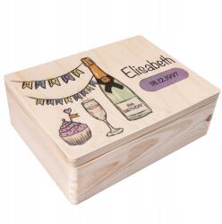 Creative Deco Születésnapi ajándékdoboz 18-as gravírozással évforduló pénz 40x30 (JANCDSD140BCUSTOMBIRTHDAYBOTTLEFBM)