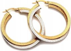 Lovrin Nagy, arany 585 női fülbevaló, dupla, görög mintával, 40 mm-es, 14 karátos, divatos (Lovrin)