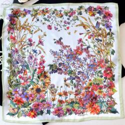  **100% Selyem Női Kendő Prémium Minőség Mintás Sál 53cm (Herbert)