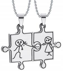  2 darabos puzzle nyaklánc szett sebészeti acélból (5905204482797)