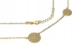 Lovrin Ezüstözött, aranyozott 925-ös nyaklánc, kör alakú, fehér cirkónia kövekkel díszített, divatos (Lovrin 53945)