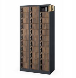 Jan Nowak Oliver Széfszekrény, 33 rekesszel, Antracit-Dió színben (1873)