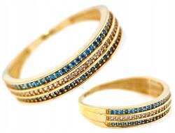 Lovrin Arany gyűrű 585 14kt három sor cirkónia kék és fehér 1.90g (Lovrin)