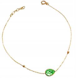 Lovrin Arany női karkötő 585-ös finomságú, 14 karátos, csepp alakú zöld cirkónia köves medállal (64285759)