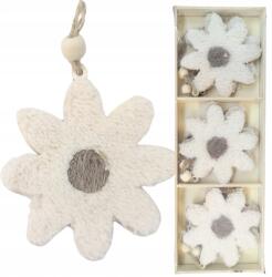 Dekoratív Dísz Készlet 6 db. Fa Virágok Zsinóron Dísz 8 cm (zawieszka wielkanocna wiosenna kwiaty)