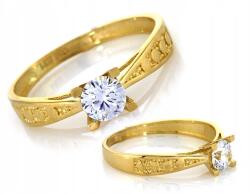 Lovrin Arany gyűrű 585 cirkónia kövekkel, díszítéssel a száron r13, ajándék eljegyzéshez (Lovrin)