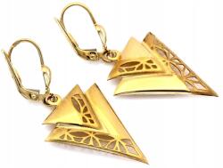 Lovrin Arany fülbevaló 585 14k Áttört Mintás Háromszögek, súly 2.76g, Ajándék Nőknek