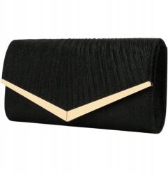 EdiBazzar Fekete, csillogó borítéktáska alkalmi táska esküvőre, partira, kis méretű (Wizytowa Błyszcząca Torebka Kopertówka)