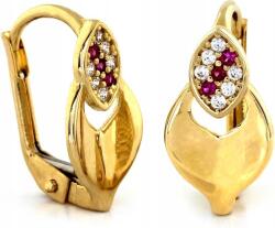  Arany fülbevaló 585 rózsaszín és fehér cirkónia kövekkel, elegáns ajándéknak
