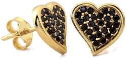 Lovrin Arany Fülbevaló 585 14kt Szív formájú, fekete cirkónia kövekkel díszített, 1.64g, stekkeres (Lovrin)