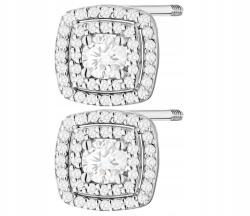 ZŁOCISTO Fehér Arany Fülbevaló Gyémántok Laboratóriumi Készítésű Csavaros (DLA DZIEWCZYNY NARZECZONEJ)