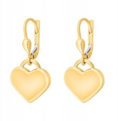 Lovrin Női arany fülbevaló 585-ös finomságú, divatos, lógó szívecskékkel, ajándékba (61115416)