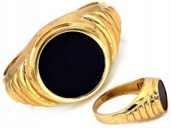 Lovrin Arany pecsétgyűrű 585 fekete szintetikus kővel és marással 6.02 R25 (Lovrin)