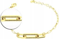 Lovrin Ezüstözött aranyozott karkötő nagy szemekkel, fekete cirkónia kövekkel, 925-ös, ajándékba (Lovrin 58716)