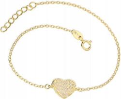 Lovrin Ezüstözött, aranyozott 925-ös ezüst karkötő szívvel és cirkónia kövekkel, modern divatos mintával (Lovrin 49253)