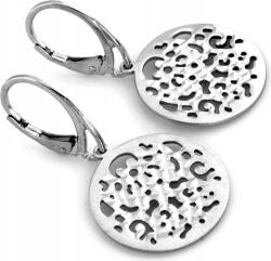 Lovrin Ezüst fülbevaló 925-ös függő kerek áttört mintás kör celebfülbevaló, angol kapcsos