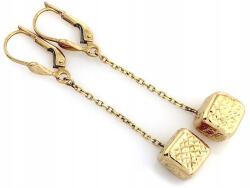 Lovrin Arany női lógós fülbevaló 585 3D kockák hosszú láncon, angol kapcsos (Lovrin 14927)