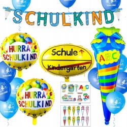  Léggömb Szett Különböző Típusok 22 Darab Girlanddal és Matricákkal Kék