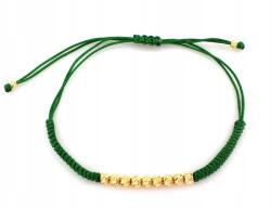 Lovrin 585-ös arany golyós zsinór karkötő zöld zsinóron, állítható, 14 karátos (Jubiler Lovrin)