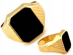 Lovrin Férfi arany gyűrű pecsétgyűrű 375-ös aranyból, kövek nélkül, fekete betéttel, súlya 6, 77g R28 14kt (62107302)