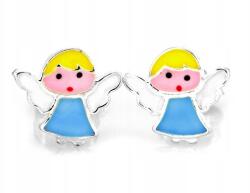 Lovrin Angyalkás fülbevaló stekkerrel, 925-ös ezüst, zománcozott, 1g súlyú, kislányoknak (61394395)