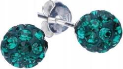 Lovrin Ezüst 925 fülbevaló zöld kristálygolyókkal, divatos mintával, ajándéknak is kiváló (Lovrin 46366)