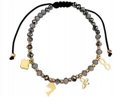 Lovrin Arany színű, 585-ös finomságú zsinór karkötő, gyémántcsiszolású gömbökkel és charmokkal (Lovrin)