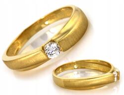 Lovrin Szaténfényű gyűrű sárga aranyból 585 14k cirkóniával 2.67g R15 ajándék (Lovrin)