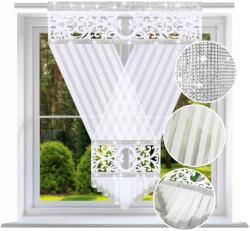 NOW-ART Kész függöny Ażur 160x120 Panel cirkónia kövekkel, filc nappaliba, glamour függöny (Firany gotowe białe filc panel krótki)