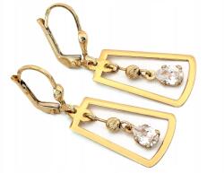 Lovrin Divatos arany fülbevaló 585 geometriai formákkal, mozgó cirkóniákkal, ajándékba 14k