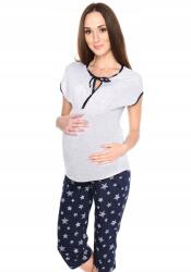  Kismama és szoptatós pizsama M77 melange/sötétkék L