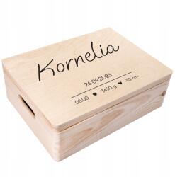 Creative Deco Emlékdoboz születésre, ajándék keresztelőre, anyakönyvi kivonat Uv nyomtatással, 40x30x14 cm (JANCDSD140CUSTOMHEARTSIMPLEFBM)