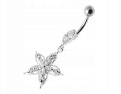 Lovrin Ezüst 925 köldökpiercing fehér virággal, divatos, látványos mintával ajándéknak is kiváló (Lovrin 63289)