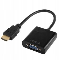  Hdmi->vga átalakító adapter, Hdmi apa -> Vga anya, 0.2 méter, Fekete (HDMI-VGA01)