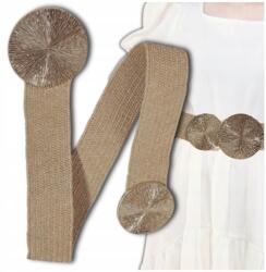 EdiBazzar Fonott szalma öv női dekoratív kerek csat bézs derék (Beżowy pleciony pasek damski do sukienki)