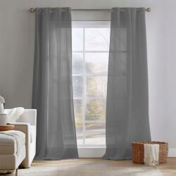 Topico Topic Voile Függöny Karikákkal, Sötétszürke, 245 x 140 cm (B07KYKRQ4N)