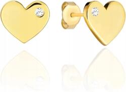 Lovrin Arany fülbevaló 585 szív fehér cirkóniával oldalt, stekkeres, szívecske, ajándék (Lovrin)