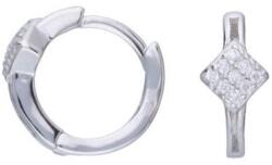 Lovrin Ezüst 925 karika fülbevaló rombusszal, látványos ezüst karika lógós fülbevaló (Lovrin 63388)