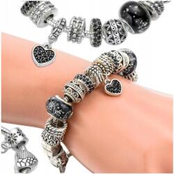  Moduláris női karkötő charmokkal, ezüst szív medállal ajándék szív (7631354696118)