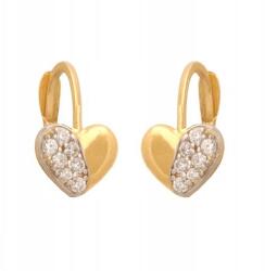 Lovrin Női arany 585 fülbevaló szív alakú cirkónia kövekkel, ajándékba (61111457)