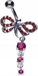 Lovrin Ezüst köldökpiercing 925 piros masnival, ajándékba, látványos mintával (Lovrin 48830)