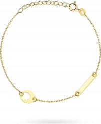 Lovrin Arany női karkötő, kör alakú díszítéssel és gravírozható lemezkével, 585 finomságú, 14 karátos, finom ékszer (lovrin86752)