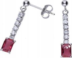Lovrin Ezüst fülbevaló 925 piros cirkónia kövekkel, 2, 50g, egyedi design, ajándék (Lovrin 47349)