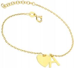 Lovrin Ezüstözött, aranyozott 925-ös ezüst karkötő szív alakú A betűvel, modern divatos mintával (Lovrin 49539)