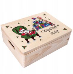 Creative Deco Karácsonyi díszdoboz ajándéknak, gravírozott karácsonyi üdvözlettel, 40x30x14 cm (JANCDSD140CUSTOMCHRISTMASSANTAFBM)